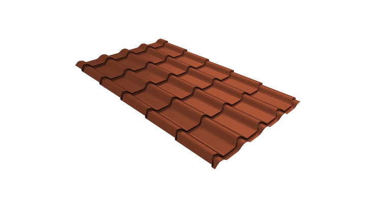 Металлочерепица камея Grand Line 0,5 Velur X RAL 8004 терракота