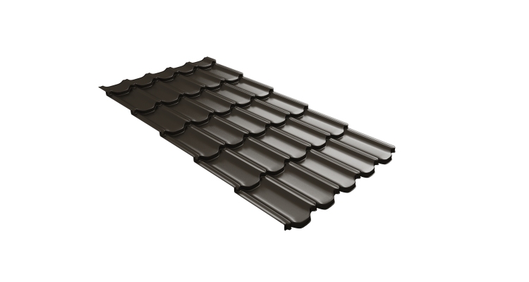 Металлочерепица  квинта плюс Grand Line c 3D резом 0,45 Drap-double TX RR 32 темно-коричневый