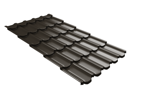 Металлочерепица  квинта плюс Grand Line c 3D резом 0,45 Drap-double TX RR 32 темно-коричневый