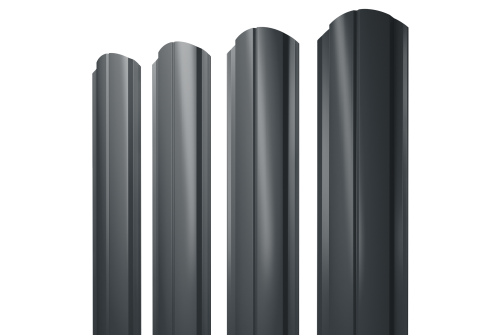 Штакетник Полукруглый Slim фигурный 0.45 PE RAL 7016 антрацитово-серый