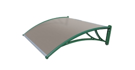 Козырек Krovent из поликарбоната 1500х930х280 серебристый (зеленый кронштейн)