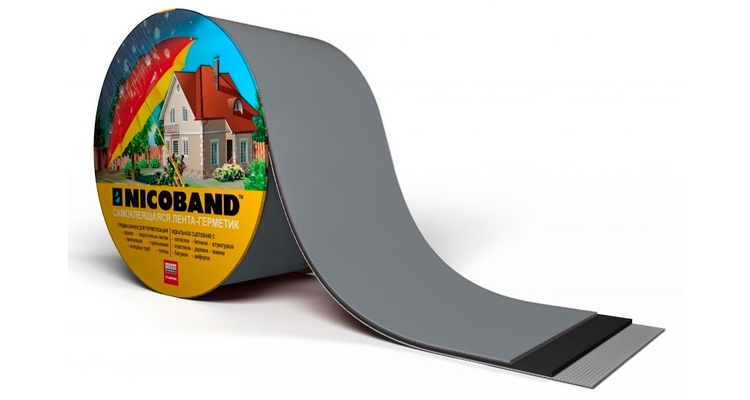 Лента герметизирующая Технониколь Nicoband самоклеящаяся 3мх10см, темно-серая