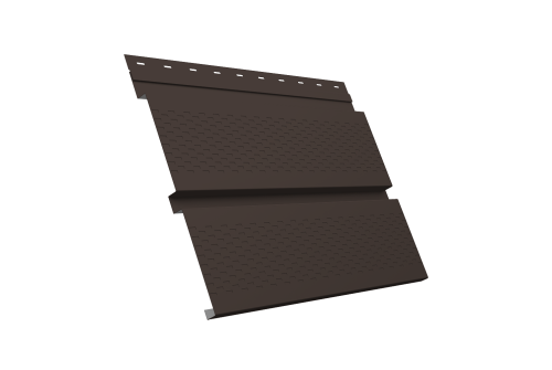 Софит металлический Квадро Брус с перфорацией 0,5 Satin с пленкой RR 32 темно-коричневый