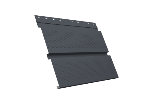 Софит металлический Квадро Брус с перфорацией 0,5 Satin Matt TX с пленкой RAL 7024 мокрый асфальт