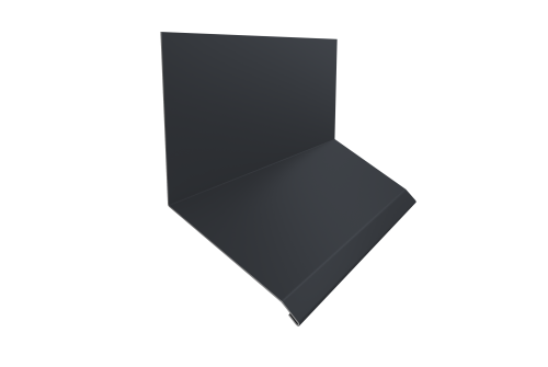 Планка примыкание верхнее к стене фальц Grand Line 150х130х20 0,45 Drap TwinColor RAL 7024 мокрый асфальт (2м)